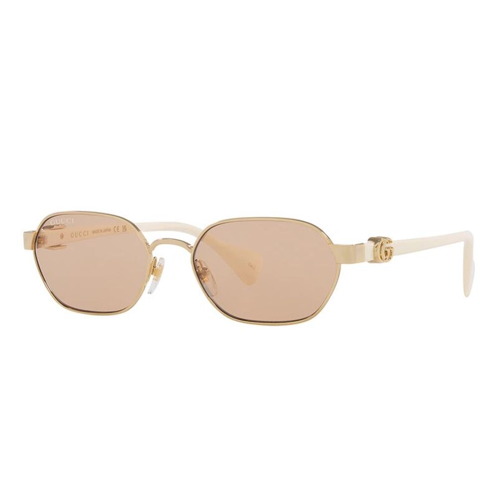 Gucci GG LOGO GG 1593S 002 Gold Metal Geometric Sunglasses Pink Mirror Lens